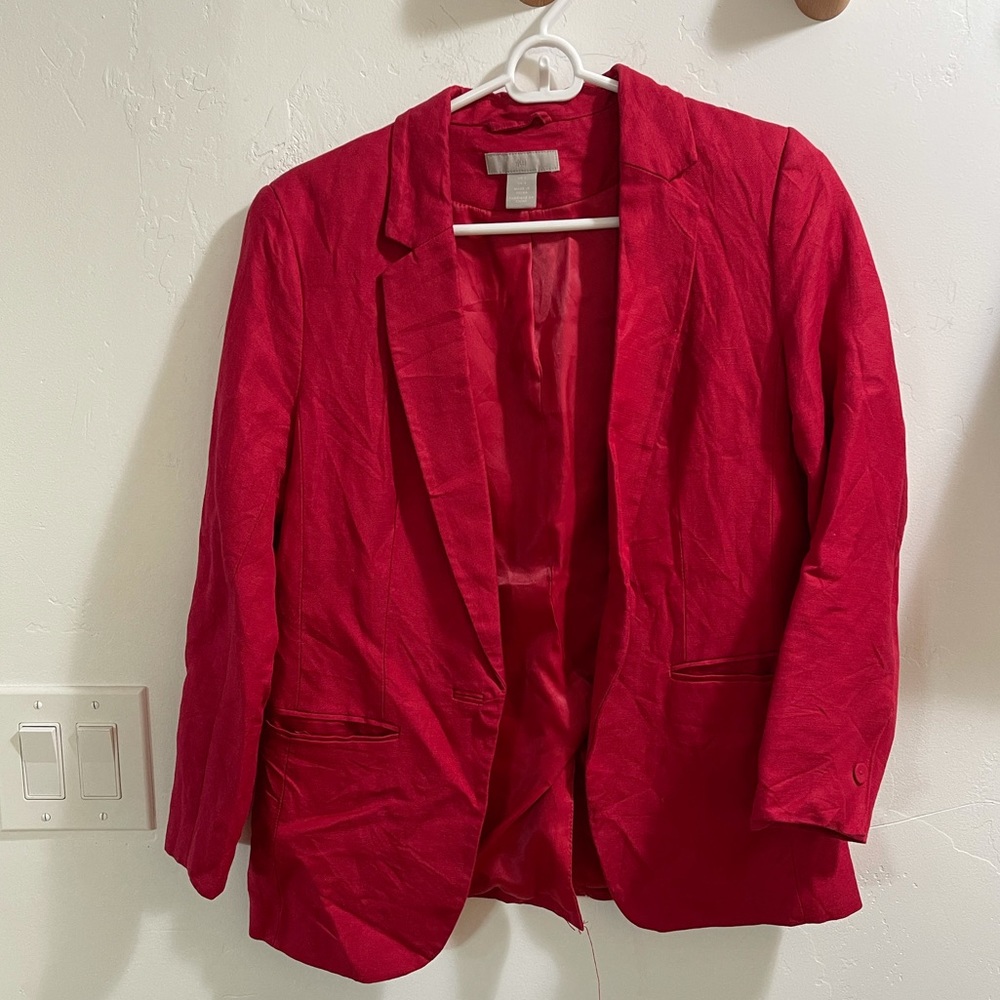 Red Linen Blazer - H&M - Size 4